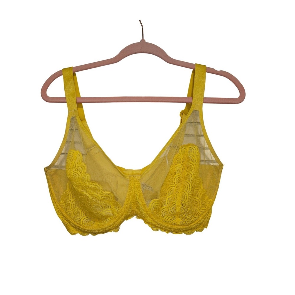 HSIA Underwire‎ Plunge Bra Yellow Lace Mesh US 36I EL8900JAE NEW